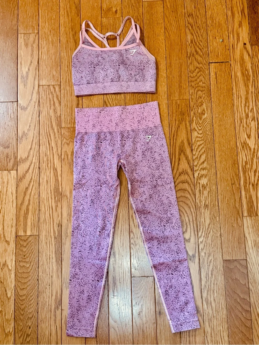 Gymshark Pink Speckled High-Waist Leggings & Sports Bra Set